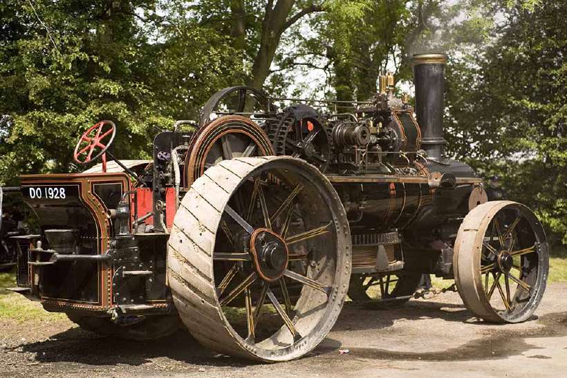 A traction engine is a self-propelled steam engine used to move heavy loads on roads, plough ground or to provide power at a chosen location.