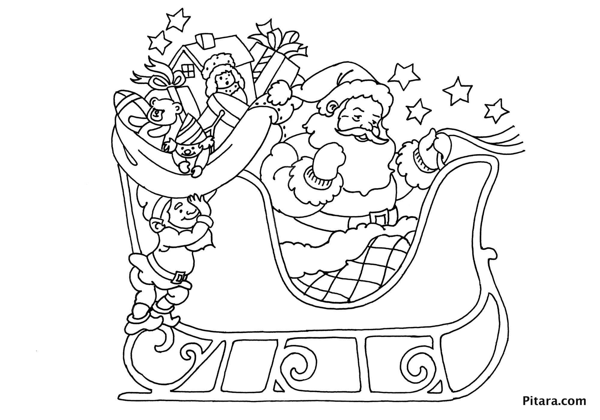 Santa Sleigh - Free Colouring Pages