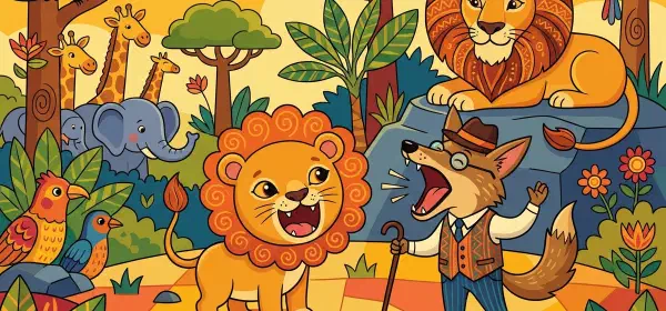 Illustration for A Baby Lion Learns To Roar