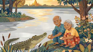 Illustration for A Crocodile Named Rain Cloud