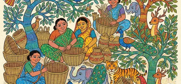 Illustration for Basket-making in India