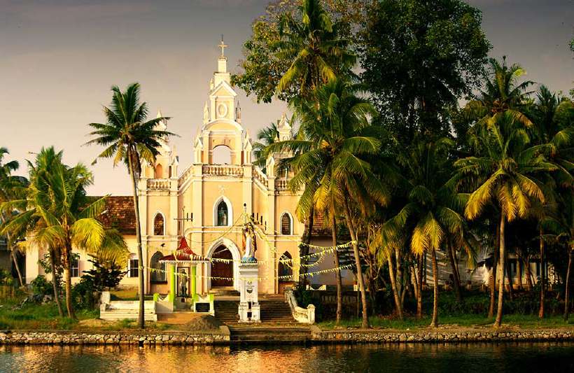 Church in the backwaters of Kerala, India