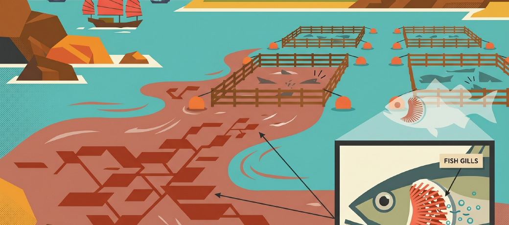 Illustration for Dangerous Red Tide in HongKong