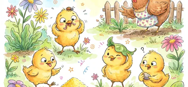 Illustration for Five Little Chickens