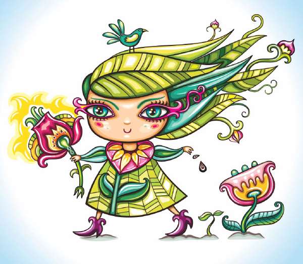 A girl collecting leaves