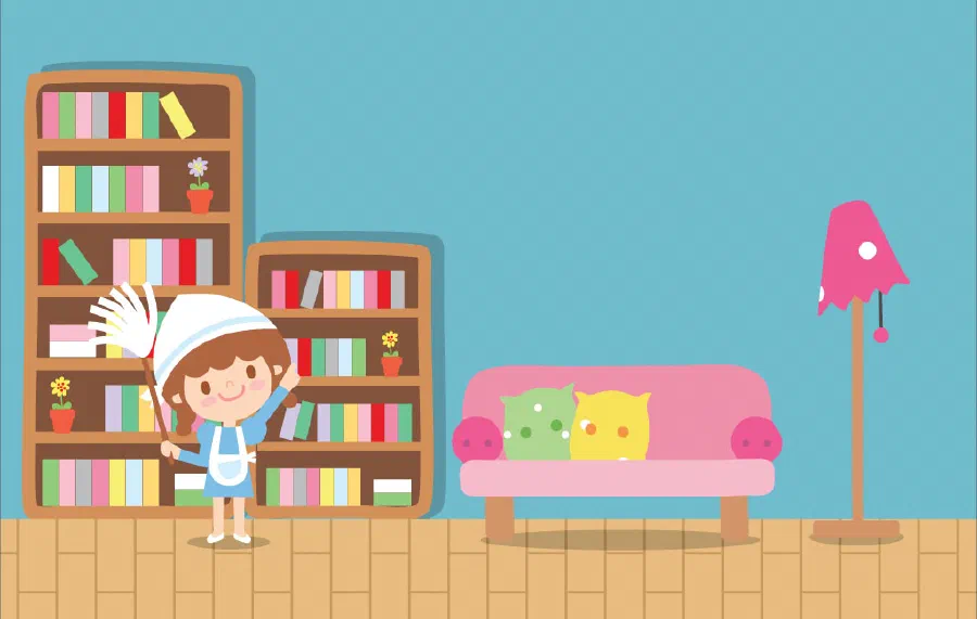 Girl playing with a broom stick: The Wedding Chain - A story for kids