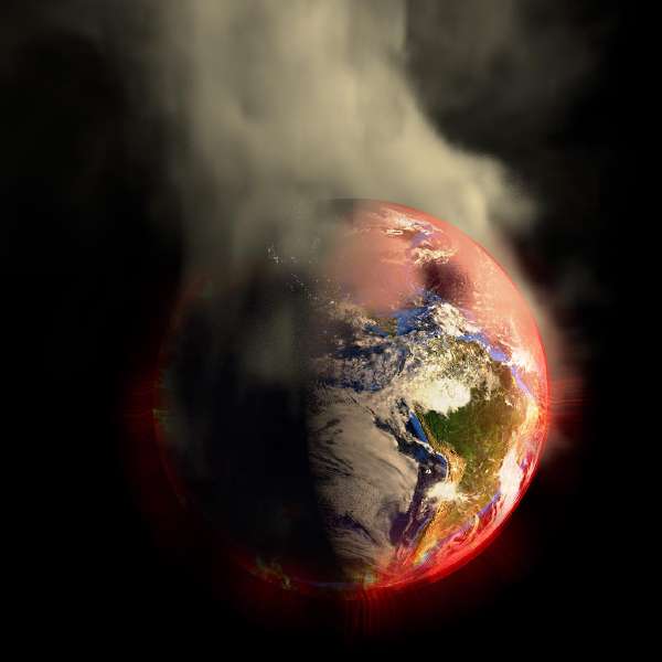 Global Warming: An artistic rendition of of a rapidly warming earth