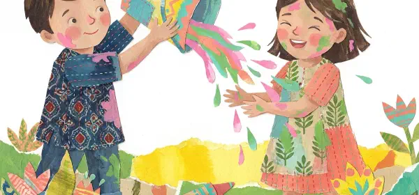 Illustration for Holi – The Colour of Fun is Red, Blue, Green