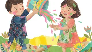 Illustration for Holi – The Colour of Fun is Red, Blue, Green