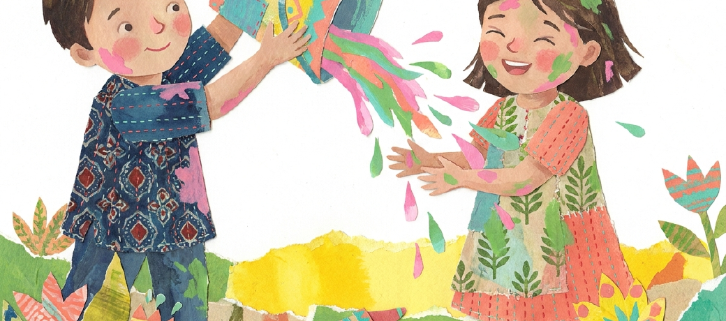 Illustration for Holi – The Colour of Fun is Red, Blue, Green