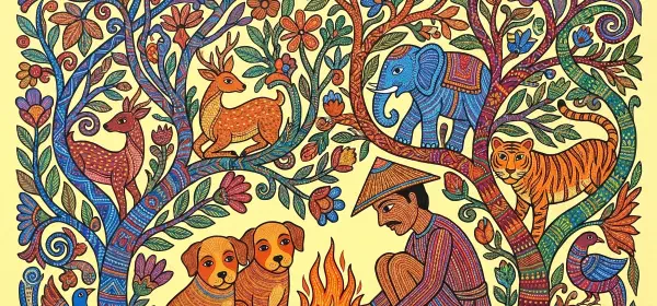 Illustration for How Man and Dog Became Friends