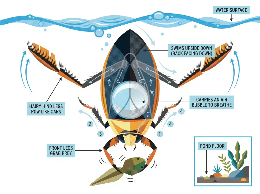 Insect which Swims on Its Back