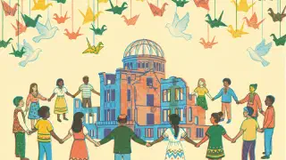 Illustration for Joining Hands for peace, at Hiroshima