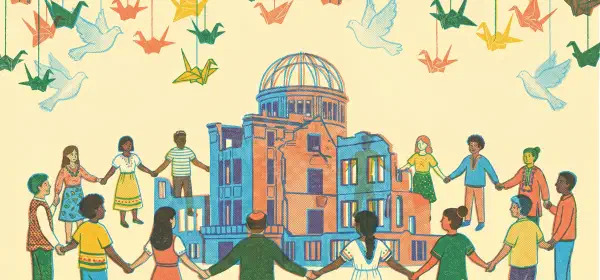 Illustration for Joining Hands for peace, at Hiroshima