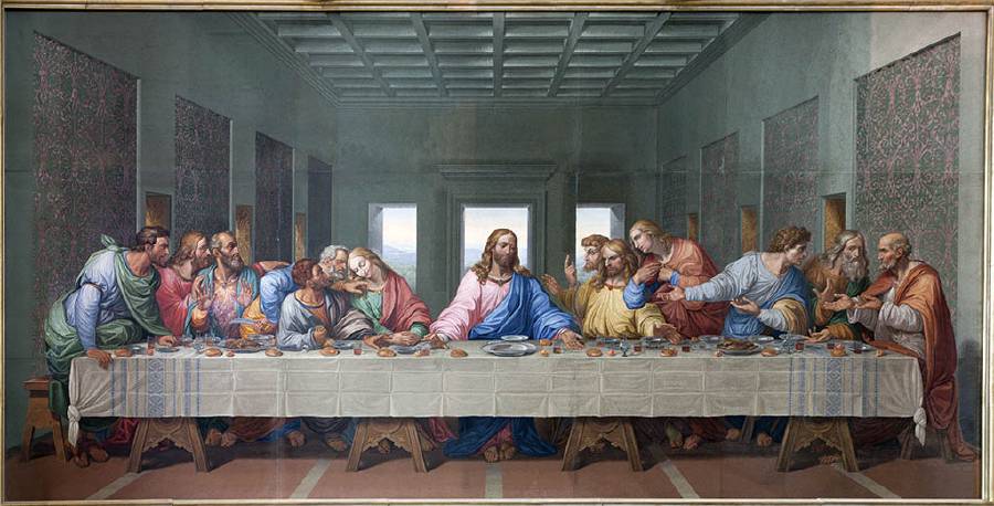 In 52 A.D. Thomas Didaemus, one of the 12 apostles of Jesus Christ is believed to have landed at Musiris (Cranganore) in Kerala. This is photograph of the mosaic of Last supper of Jesus by Giacomo Raffaelli in the Minoriten church from year 1816. The Last supper is a of Jesus and his twelve apostles on the eve of his crucifixion. [Renata Sedmakova](http://www.shutterstock.com/gallery-81669p1.html?cr=00&pl=edit-00) / [Shutterstock.com](http://www.shutterstock.com/?cr=00&pl=edit-00)
