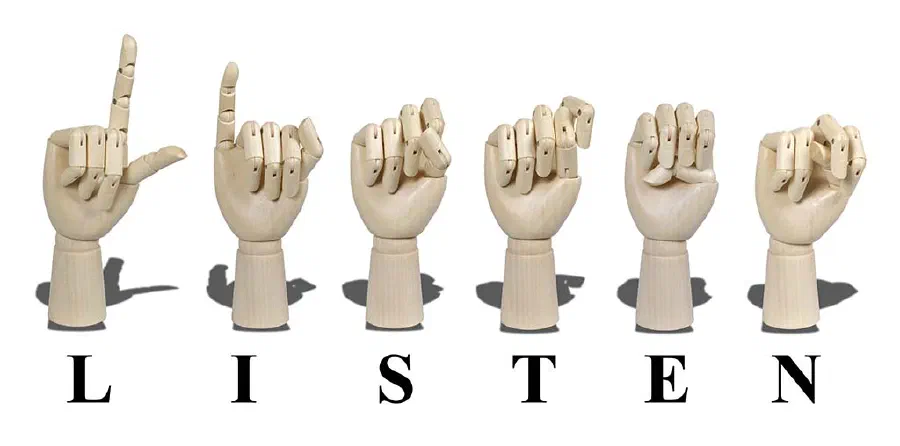 Listen spelled in sign language