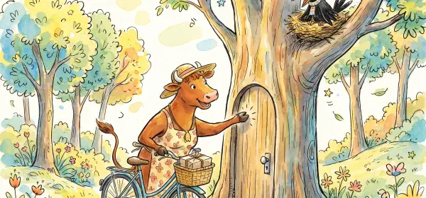 Illustration for Mama Moo on a Swing