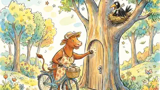 Illustration for Mama Moo on a Swing