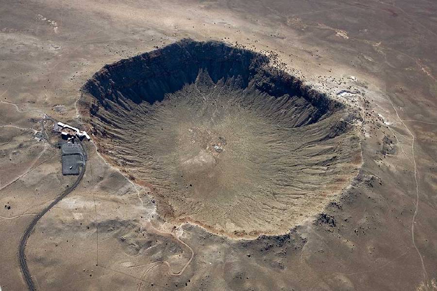 One of the world's best preserved meteorite impact site is in Northern Arizona, USA. Today, Meteor Crater is nearly one mile across, 2.4 miles in circumference and more than 550 feet deep. Scientists estimate that this crater was caused some 50,000 years ago when a piece of an nickel-iron meteorite traveling at 26,000 miles per hour hit planet Earth