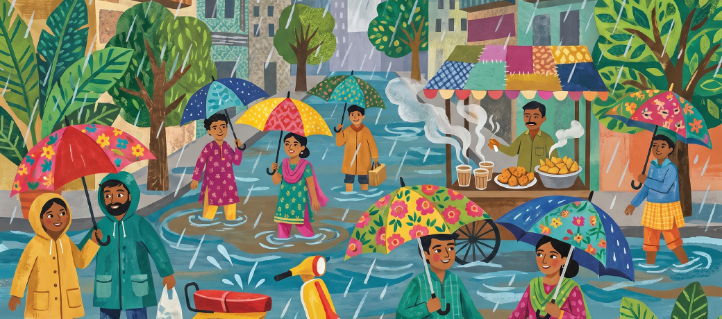 Illustration for Monsoon in Mumbai