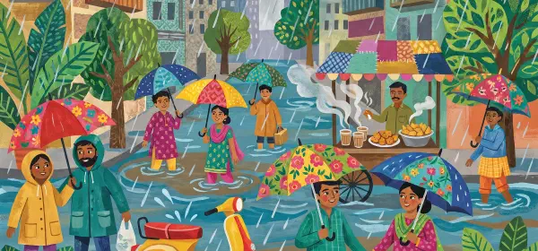 Illustration for Monsoon in Mumbai