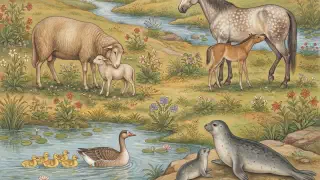 Illustration for Mother and Child in the Animal Kingdom
