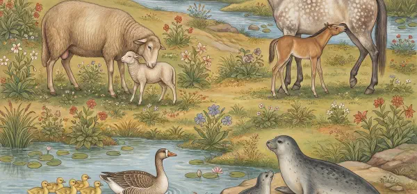 Illustration for Mother and Child in the Animal Kingdom