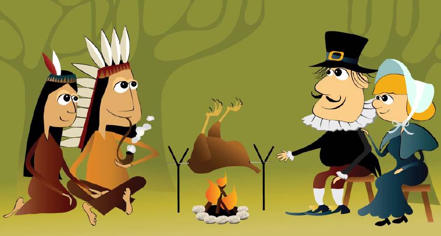 An artist's impression of native indian thanksgiving