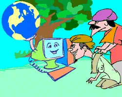 Villagers go Online [Illustration by Sudheer Nath]