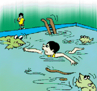 Swimming in Trouble [Illustration by Sudheer Nath]