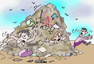 Buried under a Garbage Mountain [Illustration by Shiju George]