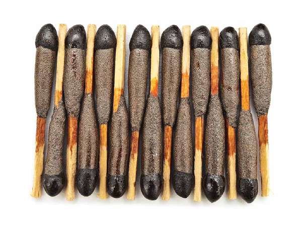 Old matches: Small wooden sticks with much sulfur on it