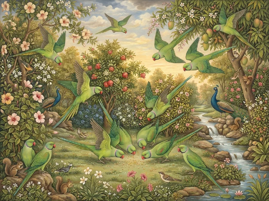 Parrots in My Garden