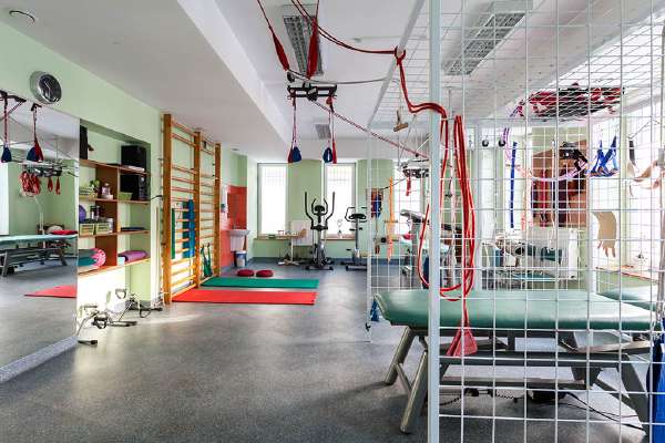 A room for physiotherapy with professional modern equipment