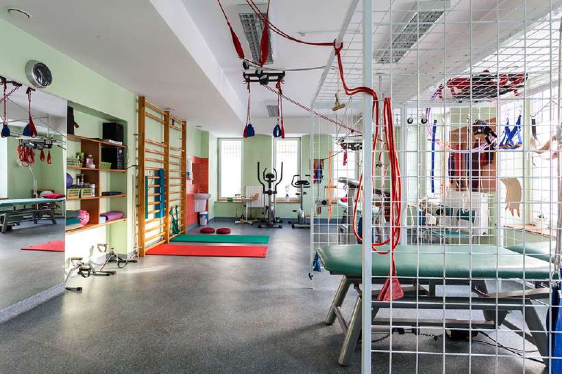 A room for physiotherapy with professional modern equipment
