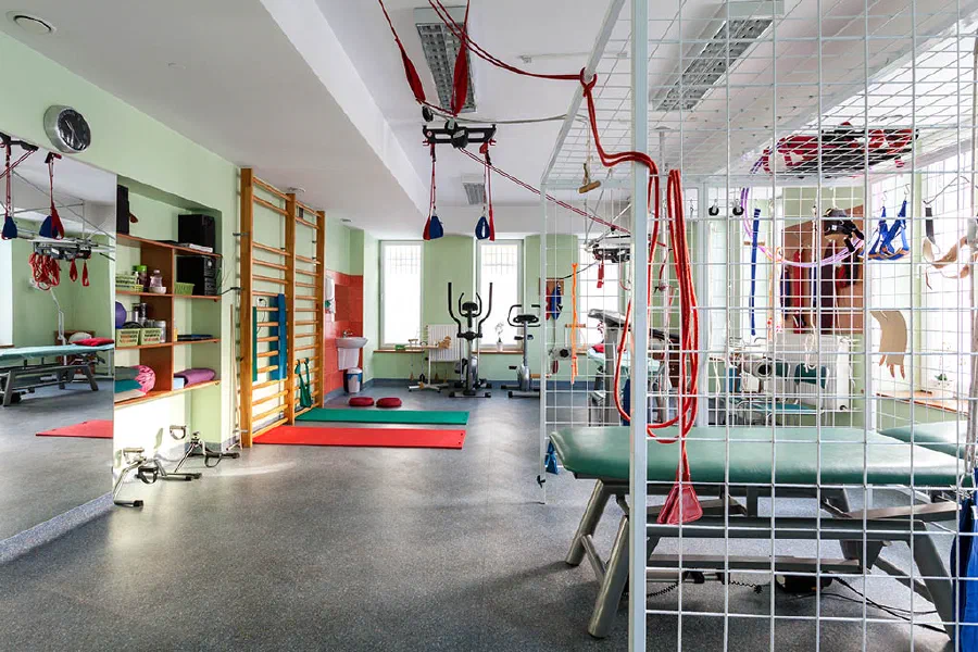 A room for physiotherapy with professional modern equipment