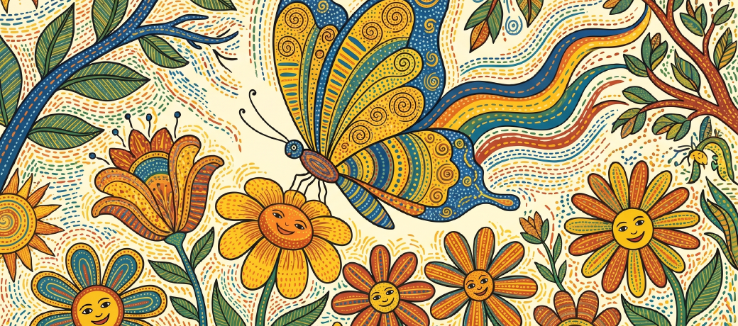Illustration for पीली नीली न्यारी तितली