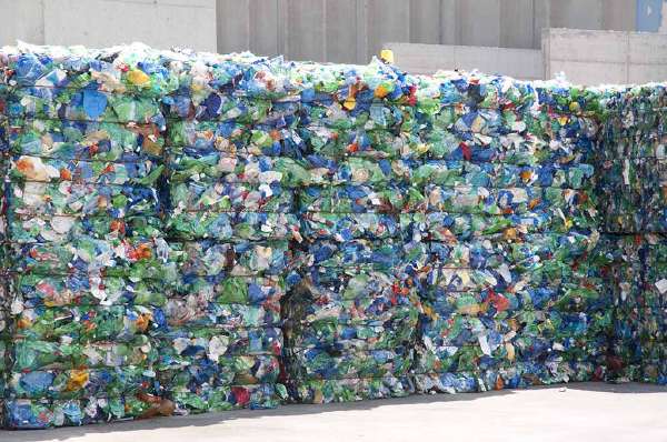 Plastic waiting to be recycled