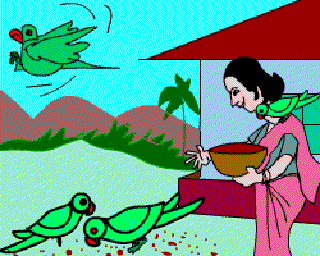 Parrots in My Garden [Illustration by Sudheer Nath]