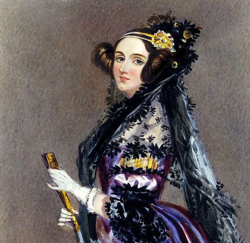 Watercolour portrait of Ada King, Countess of Lovelace [Source: Common domain]