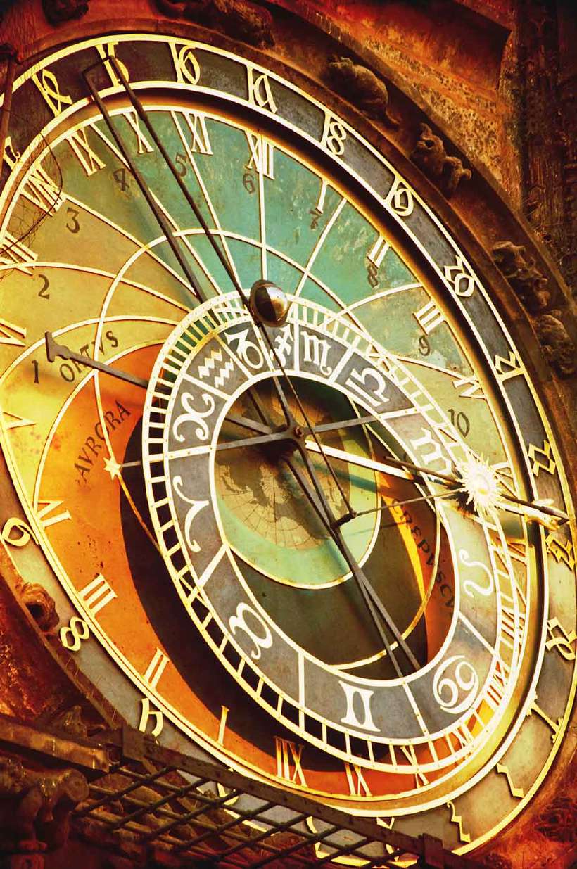 Prague Astronomical Clock: A medieval astronomical clock, on the southern wall of Old Town City Hall in the Old Town Square, Prague, Czech Republic.