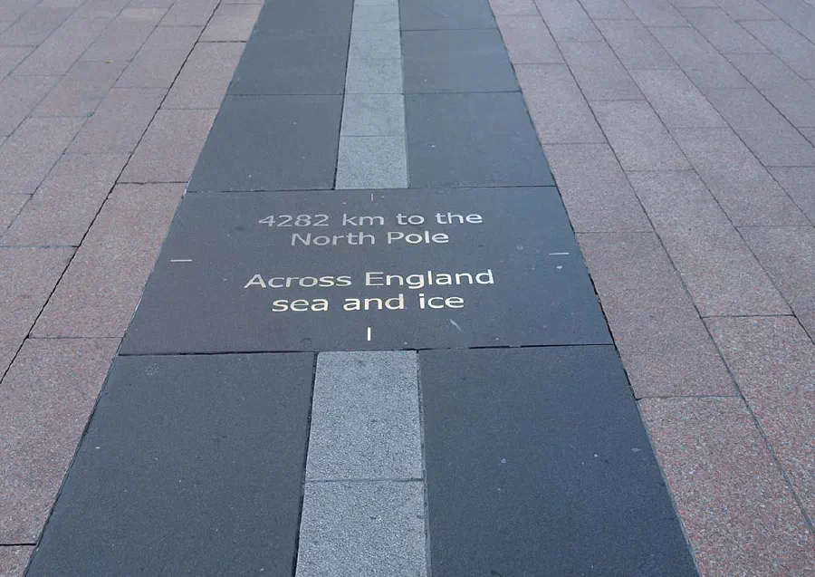 The prime meridian marked on the floor at the Royal Observatory in Greenwich
