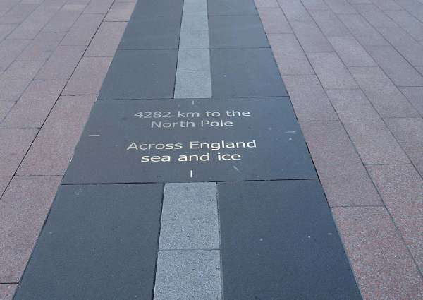 The prime meridian marked on the floor at the Royal Observatory in Greenwich