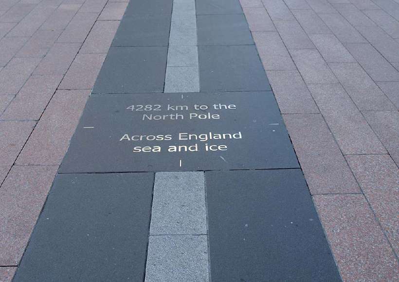 The prime meridian marked on the floor at the Royal Observatory in Greenwich