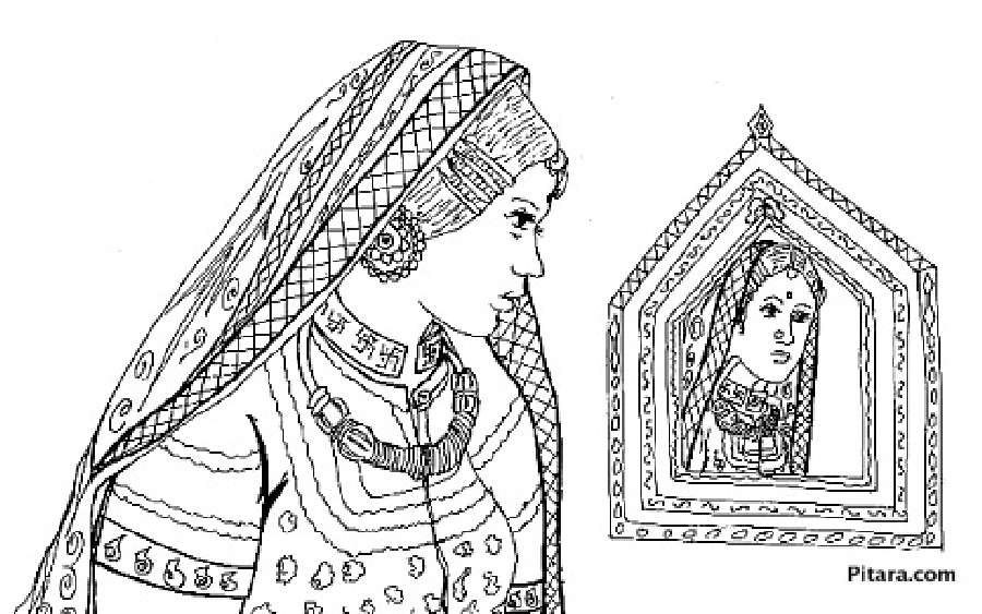 Indian village people coloring pages