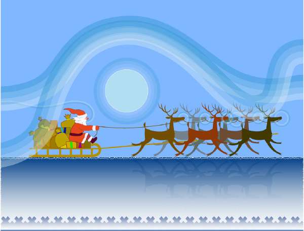 Santa Claus on his sleigh in the nordic countryside