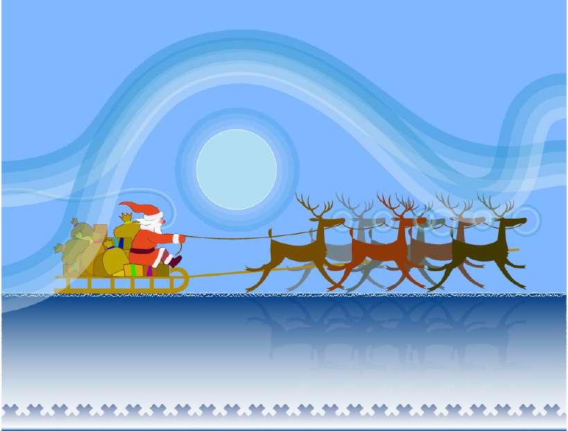 Santa Claus on his sleigh in the nordic countryside