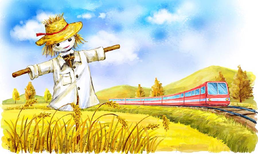 Red train running through a field: Kaku and Lal Hawa - A story for kids 