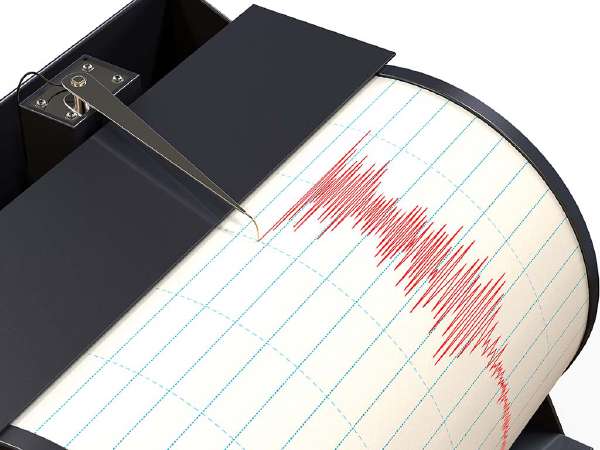 Seismograph instrument recording ground motion during earthquake