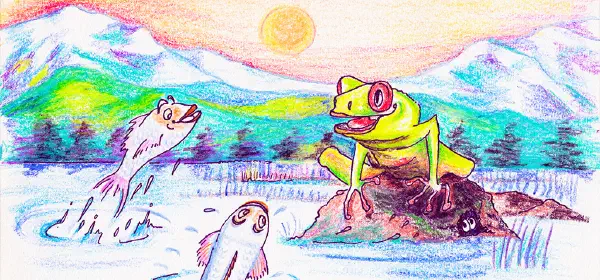 Illustration for Two Fish and a Frog